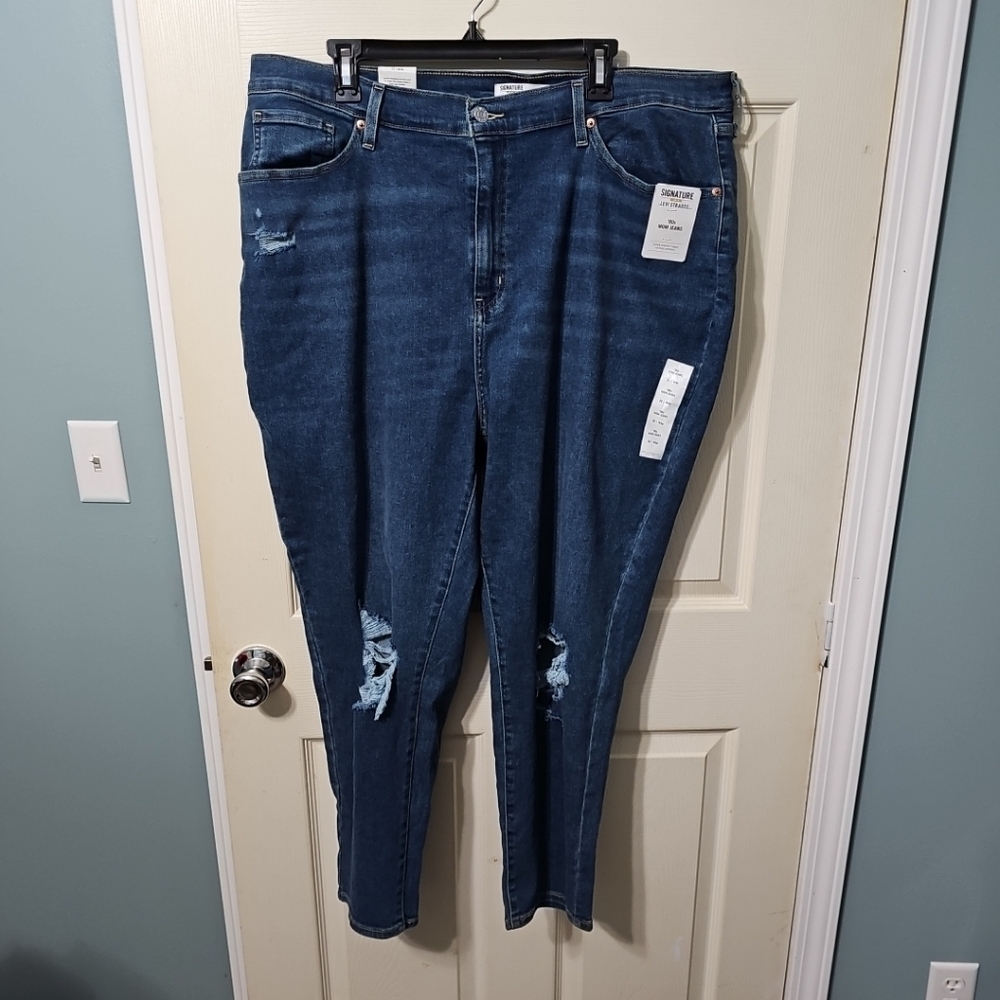 Levi Strauss Signature ‘90s Mom Jeans Ripped 22/W36 Vintage Inspired NWT
